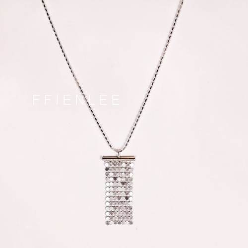 坠链均925银  几何光影  意大利S925银亮片流苏吊坠双面佩戴项链