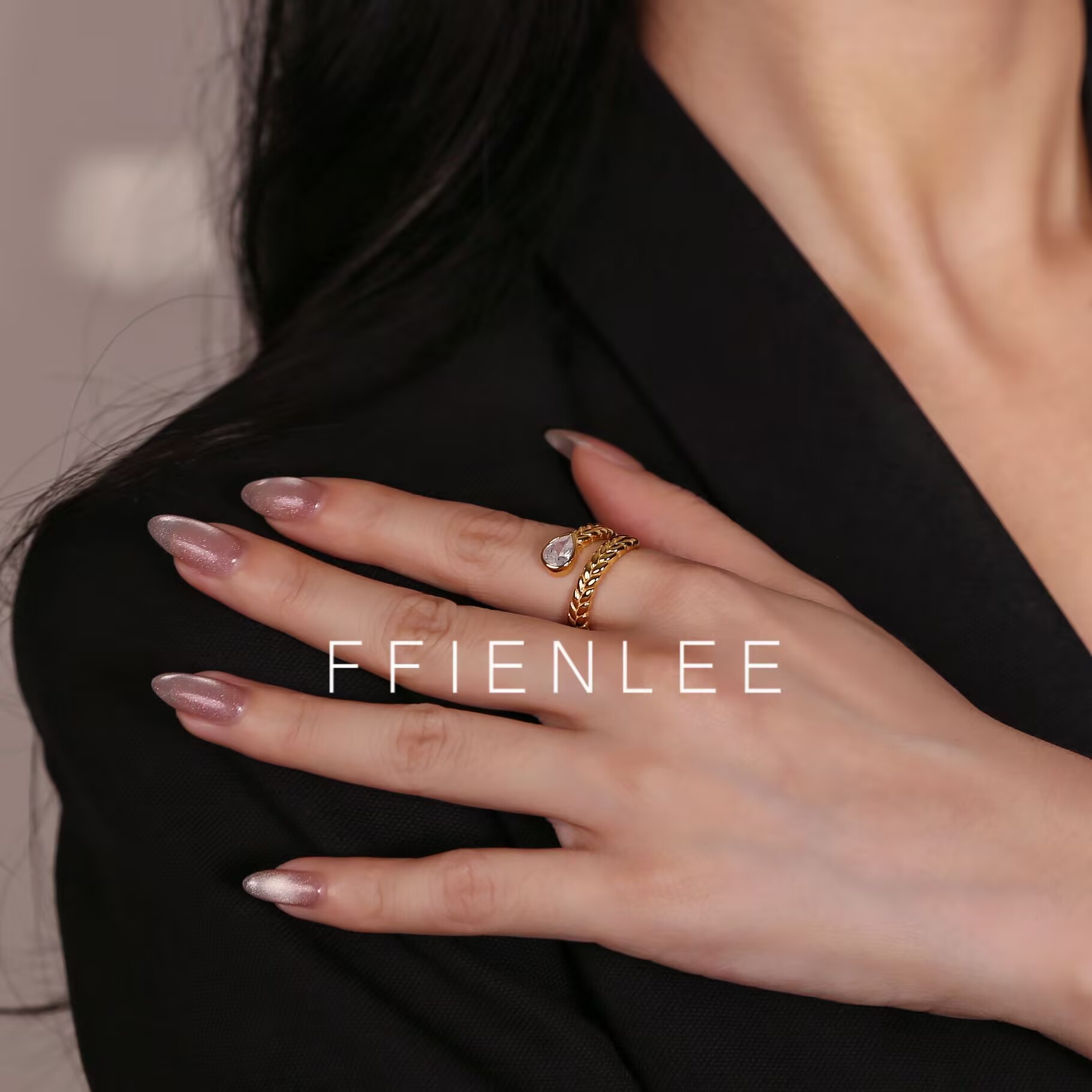 925银戒指  暮歌  麦穗蛇形水滴开口戒轻奢高级感戒指