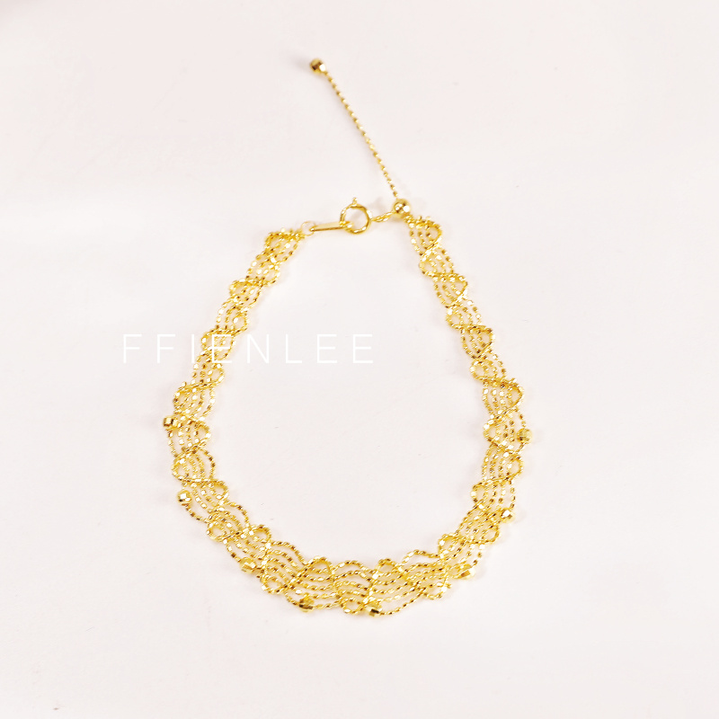 925银手链   星芒锦织 轻奢小众高级感爆闪金银色蕾丝手链