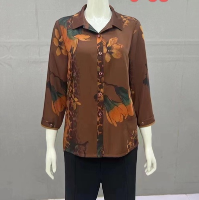 大码新款夏季时尚宽松大码中老年气质妈妈外套衬衫上衣婆婆上衣女