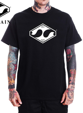 ELI SAIN美式西海岸宽松大码纯棉短袖小领口重磅半袖小众潮牌T恤