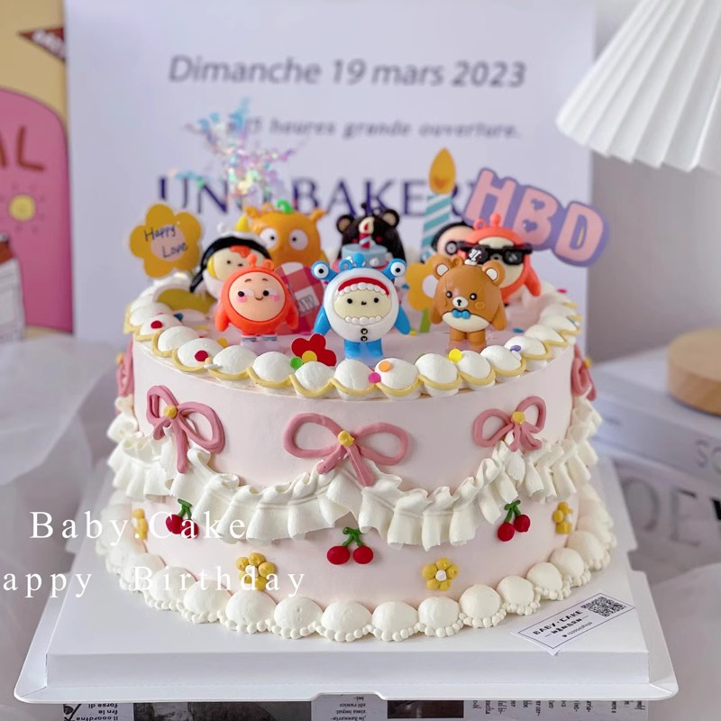 蛋仔派对儿童生日蛋糕装饰摆件