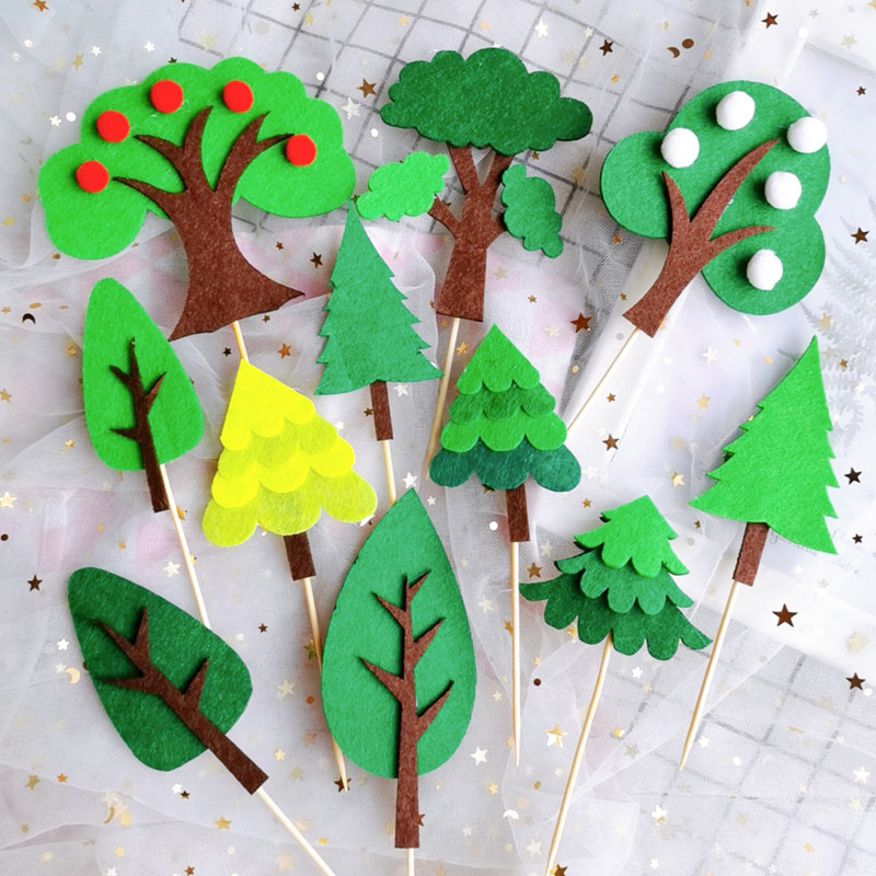 森林无纺布小树蛋糕插牌插旗烘焙毛毡森系布艺小球苹果树松树插件,节庆用品/礼品,节日装扮用品,淘宝优惠券,粉丝福利购,淘宝优惠卷