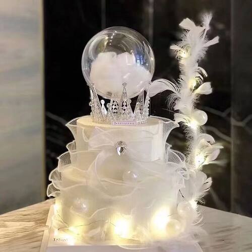 蛋糕装饰水晶球生日母亲节摆件烘焙丝带妈泡泡棉新款装饰蛋糕皇冠