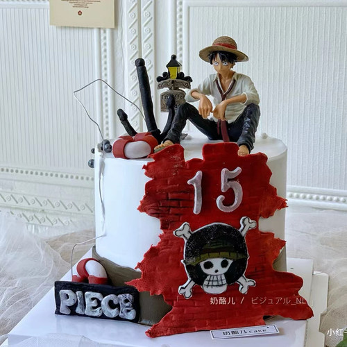 海贼王路飞乔巴娜美生日蛋糕装饰摆件帆船百宝箱金币烘焙插件公仔