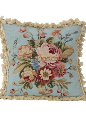 绒绣抱枕needlepoint刺绣花卉加厚民族编织抱枕洛可可布艺客厅