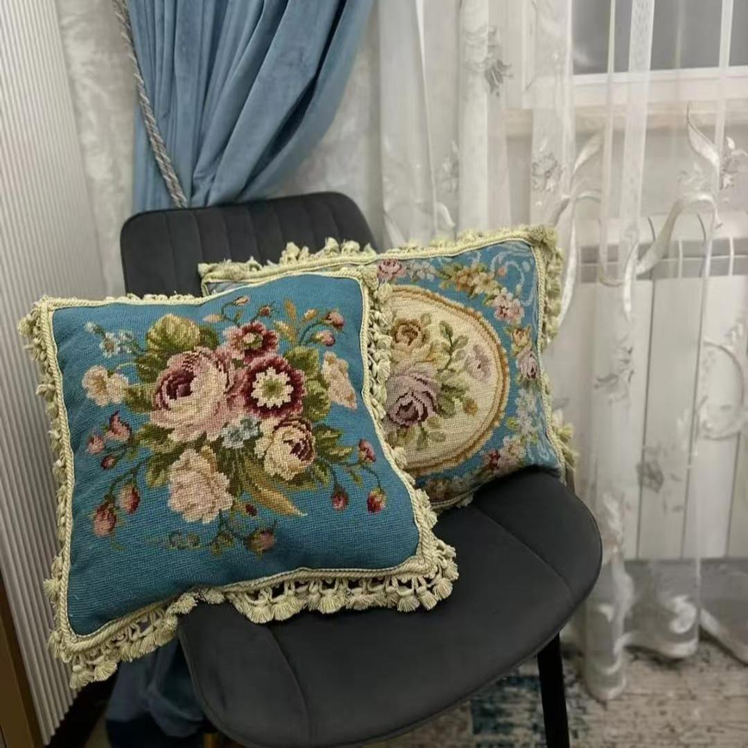 needlepoint民族编织抱枕客厅绒绣抱枕绣花靠垫收藏巴洛克软装