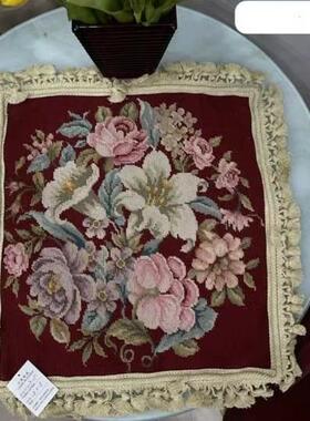民族编织抱枕维多利亚风格洛可可布艺绒绣抱枕needlepoint艺术