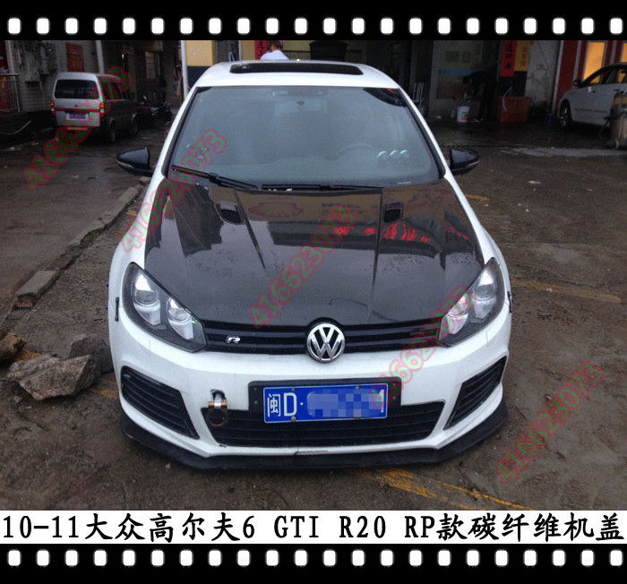 适用于高尔夫6 GTI R20碳纤维引擎盖车头盖2010-2012款发动机盖