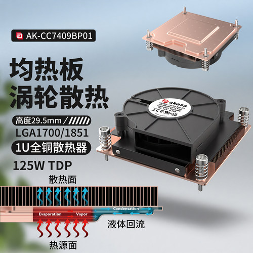 AKASA1U服务器CPU散热器1700