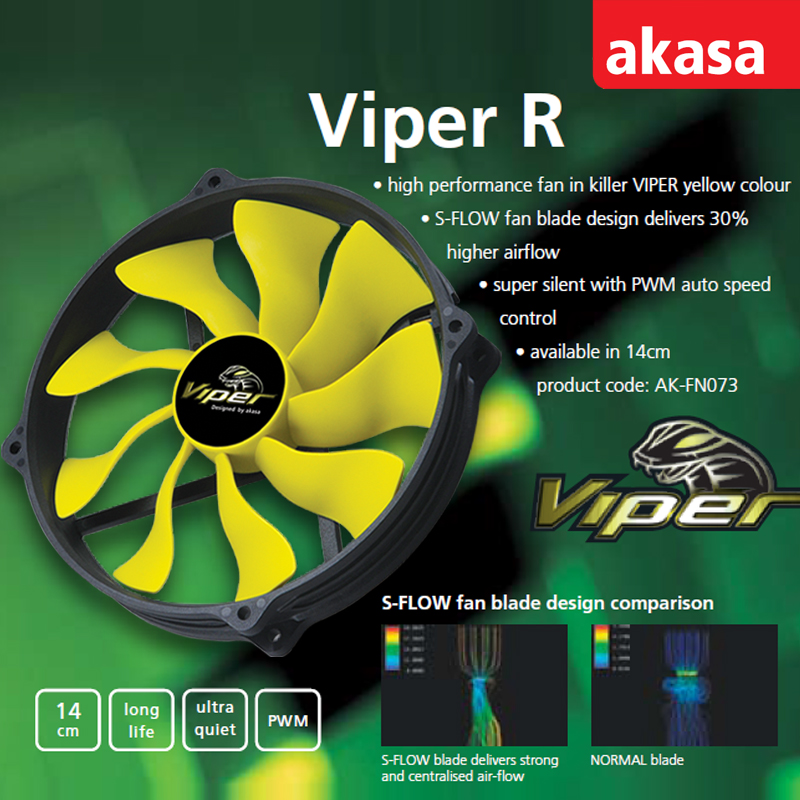 AKASA毒蛇圆框电脑机箱风扇14cm
