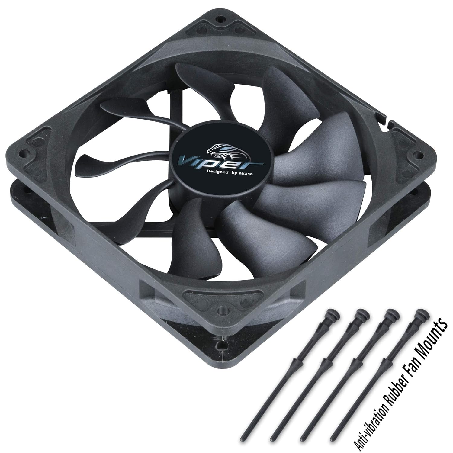 akasa毒蛇黑白机箱风扇12cm静音