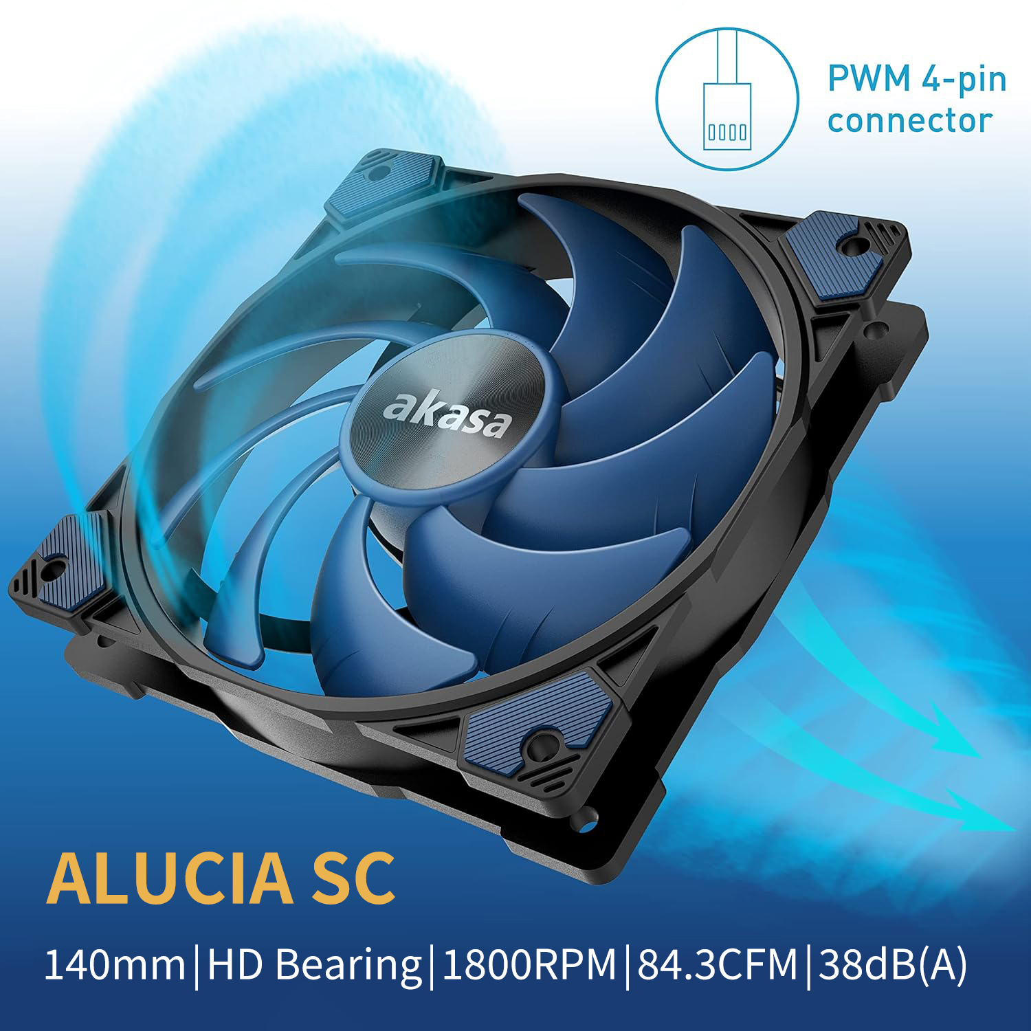 AKASA14cm静音电脑机箱散热风扇