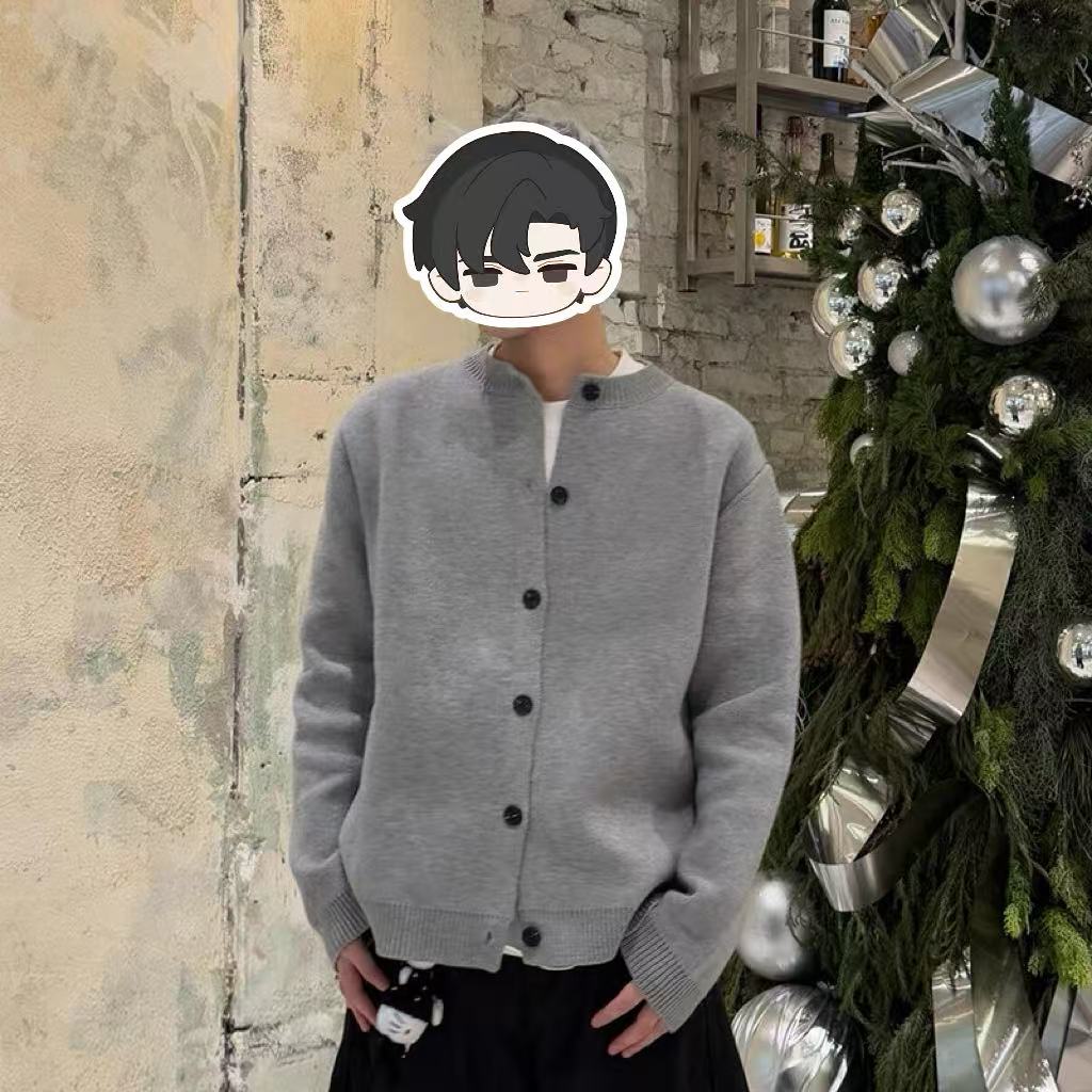 秋冬字母提花开衫毛衣高质量超厚实圆领时尚针织开衫外套25102750