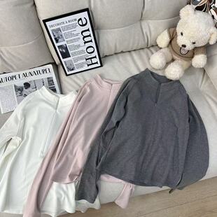 百搭立领半开设计隐形拉链超级显瘦修身 弹力打底T25122747