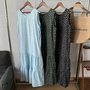 慵懒风宽松显瘦无袖碎花背心裙 连衣裙 有口袋 有内衬 （25052403