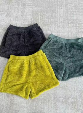 秋冬法兰绒高腰直筒短裤a字阔腿短裤外穿家居休闲裤25110443