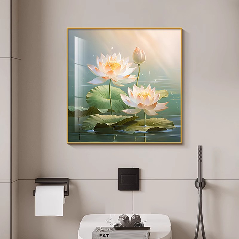 清新荷花净秽图2025新款卫生间装饰画浴室洗手间墙壁画新中式挂画图片