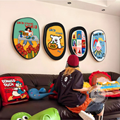 多巴胺卡通客厅沙发背景墙装 饰画儿童房玄关挂画趣味餐厅组合壁画