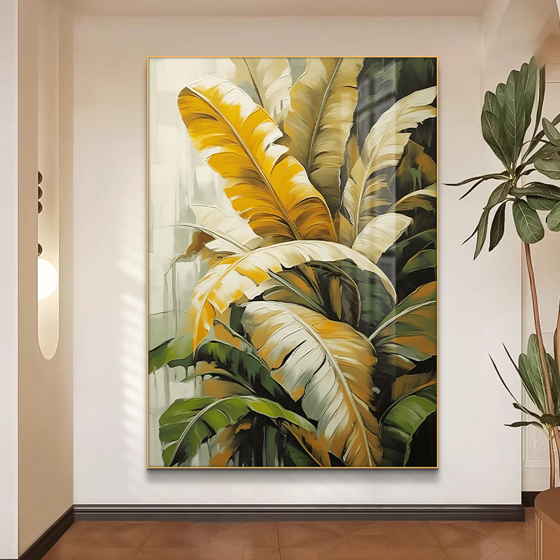 芭蕉叶绿植墙面玄关装饰画