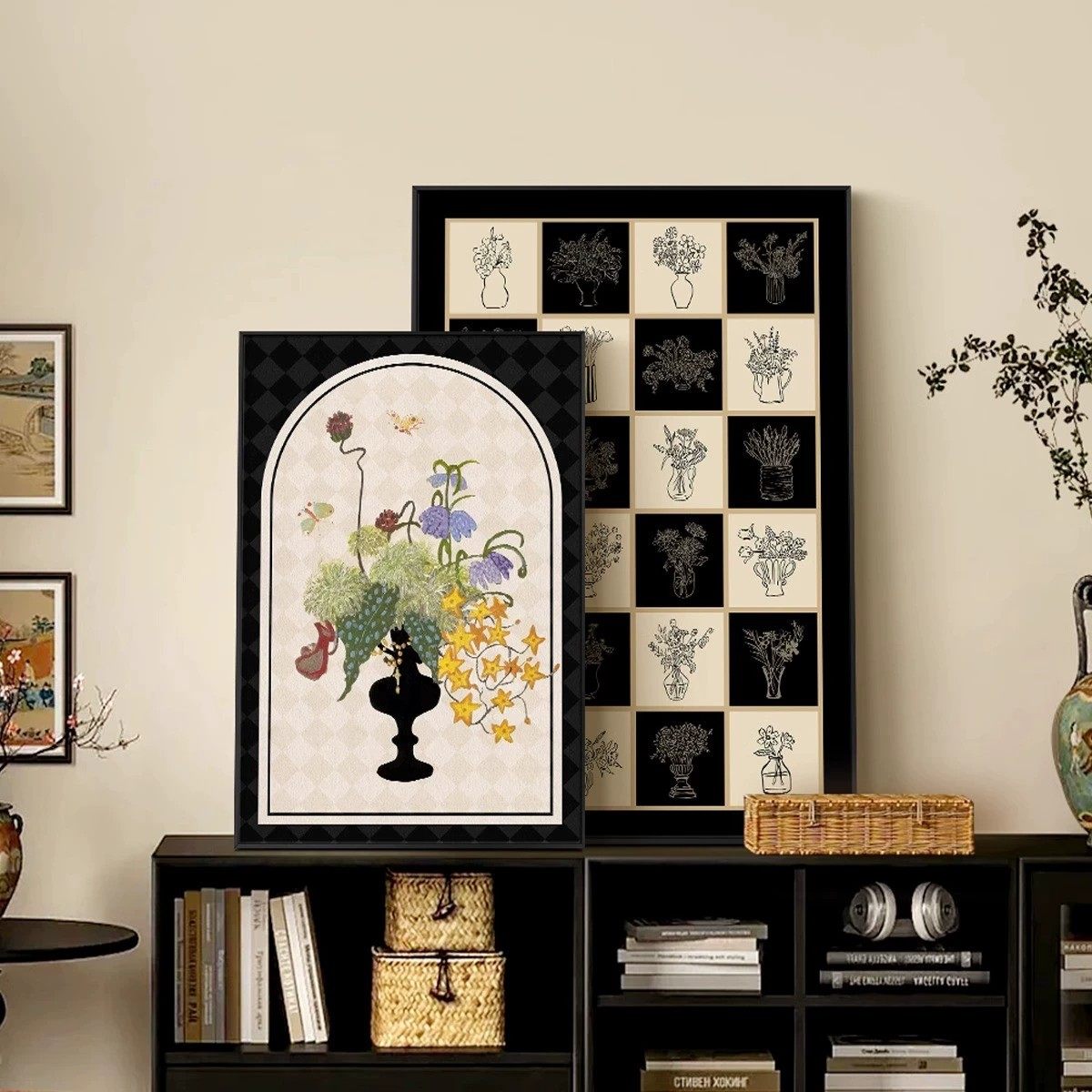 法式现代简约电视柜摆件装饰画高颜值入户玄关斗柜桌面摆画挂画