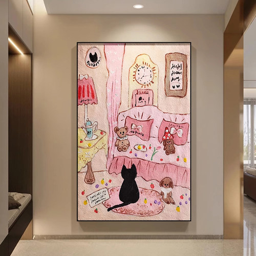 儿童房多巴胺挂画公主房间摆画