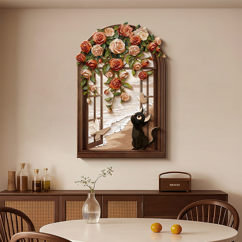 中古风猫咪餐厅装饰画高级感