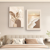 奶油风卧室床头装 饰画高级感餐厅背景墙壁画抽象艺术主卧房间挂画