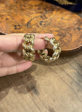 中古默认微瑕不退不换  空心银耳圈直径 3cm 意大利