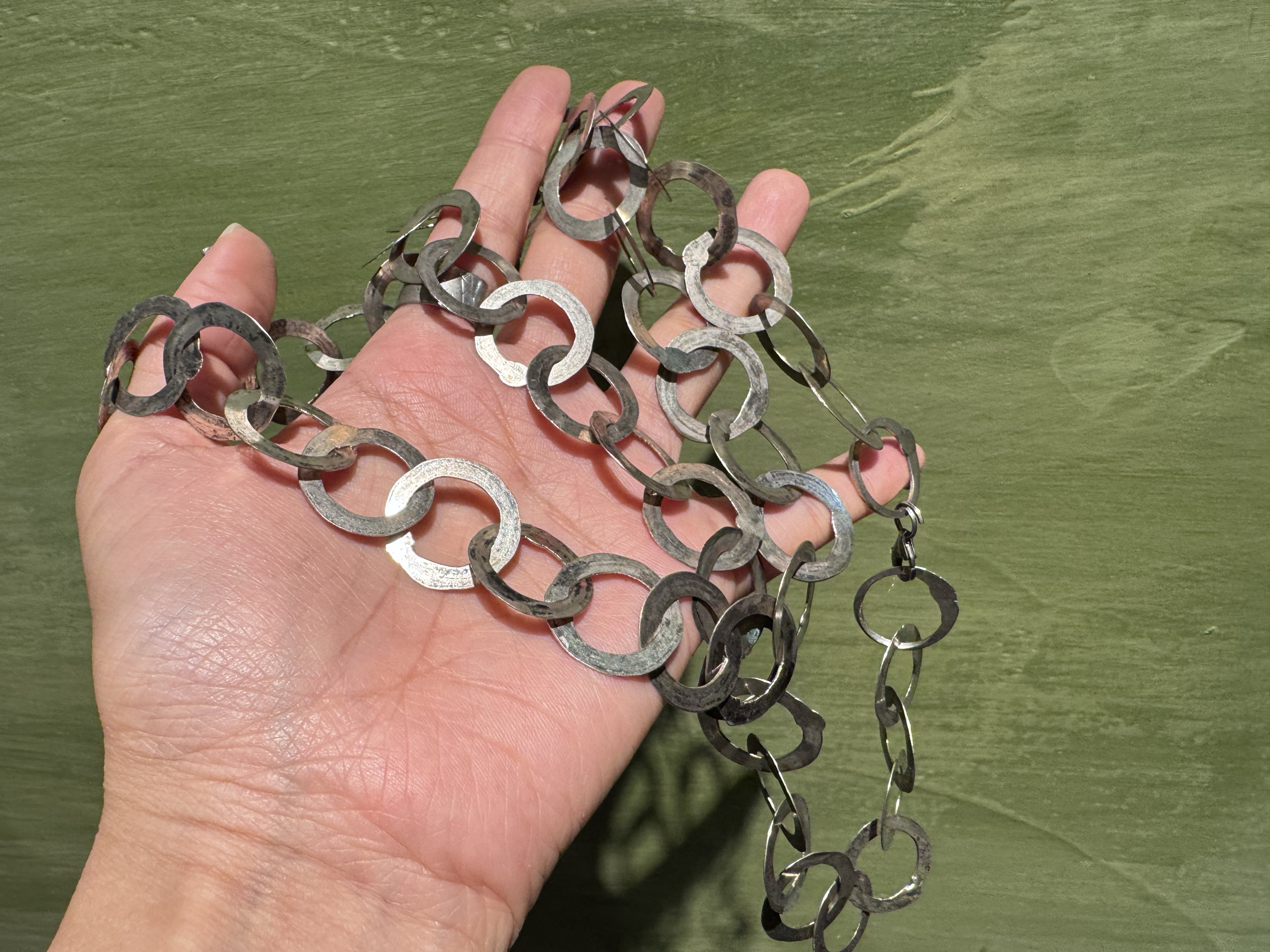 中古默认微瑕不退不换  银项链银腰链两圈  意大利