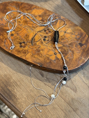 中古默认微瑕不退不换  y 字银项链  意大利