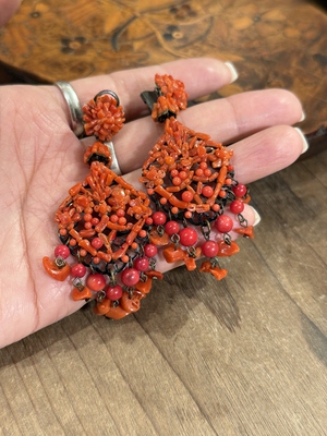 中古默认微瑕不退不换 西班牙国宝级品牌dublos 天然红塑料耳环