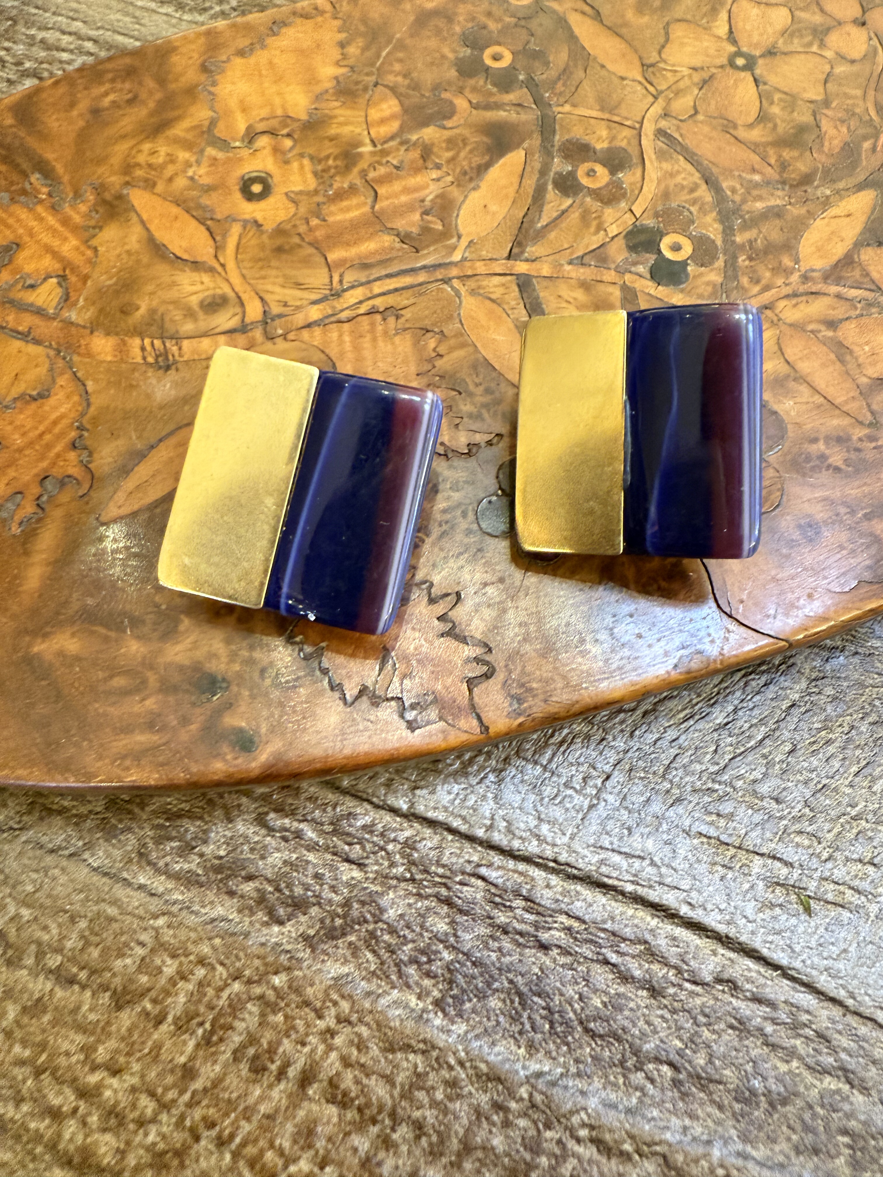 中古默认微瑕不退不换 紫色亚克力合金耳夹 意大利