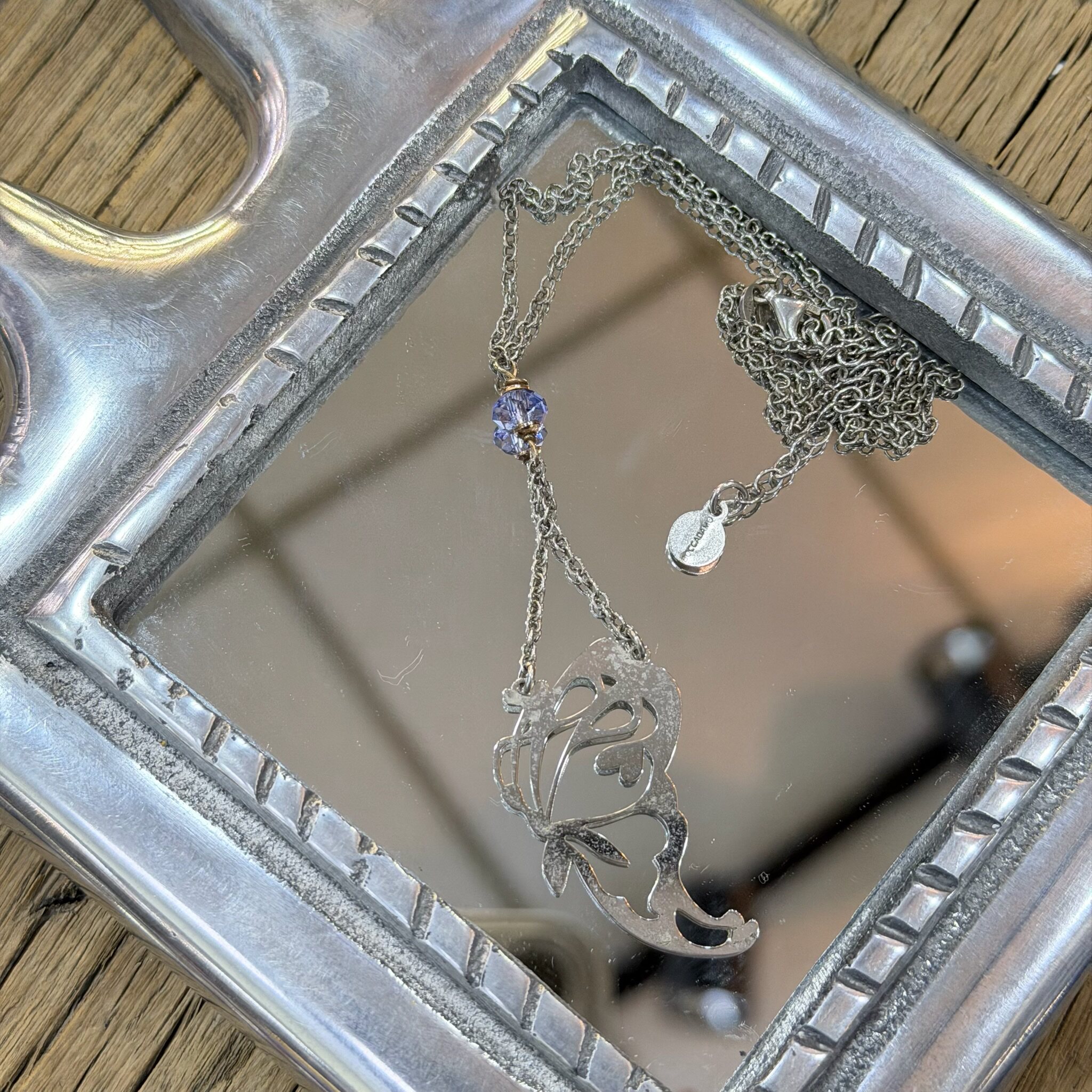 中古默认微瑕不退不换  品牌蝴蝶项链 施华洛水晶