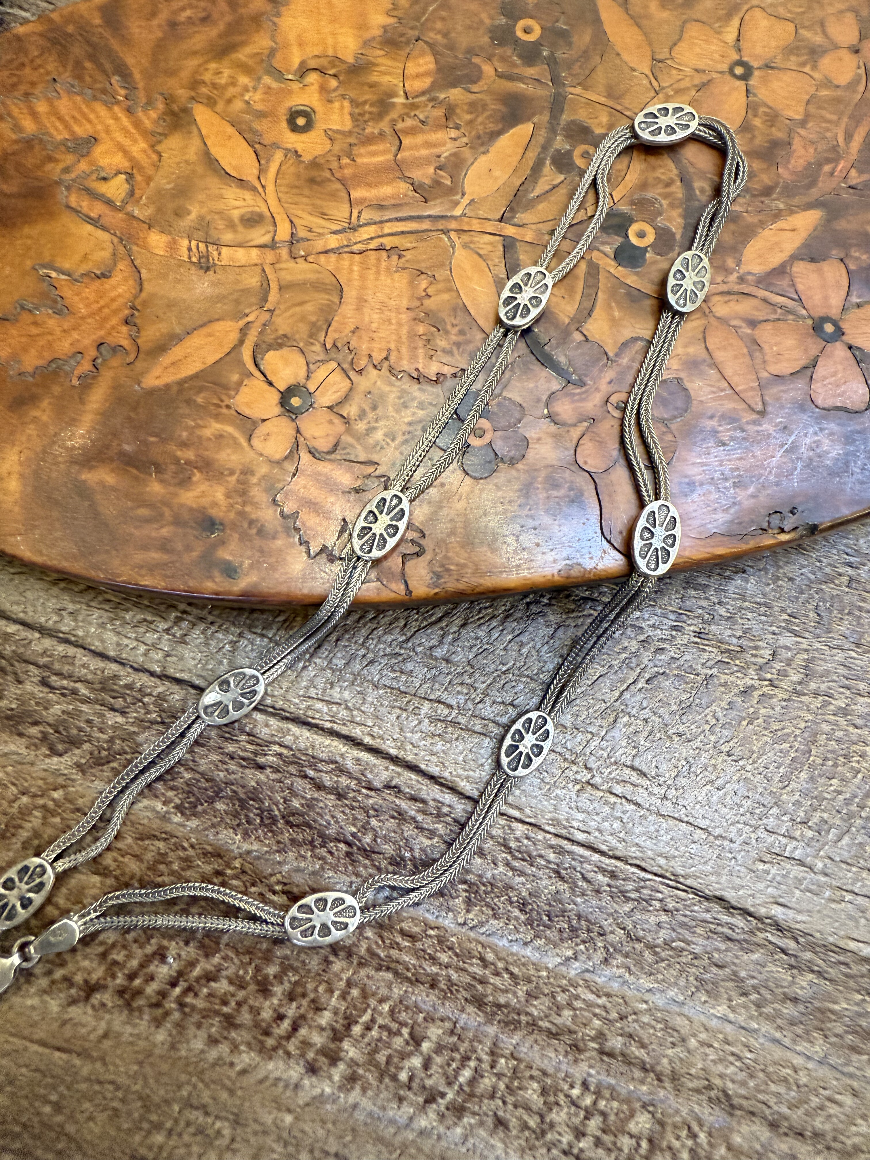 中古默认微瑕不退不换  有趣藕片银项链 老项链 意大利