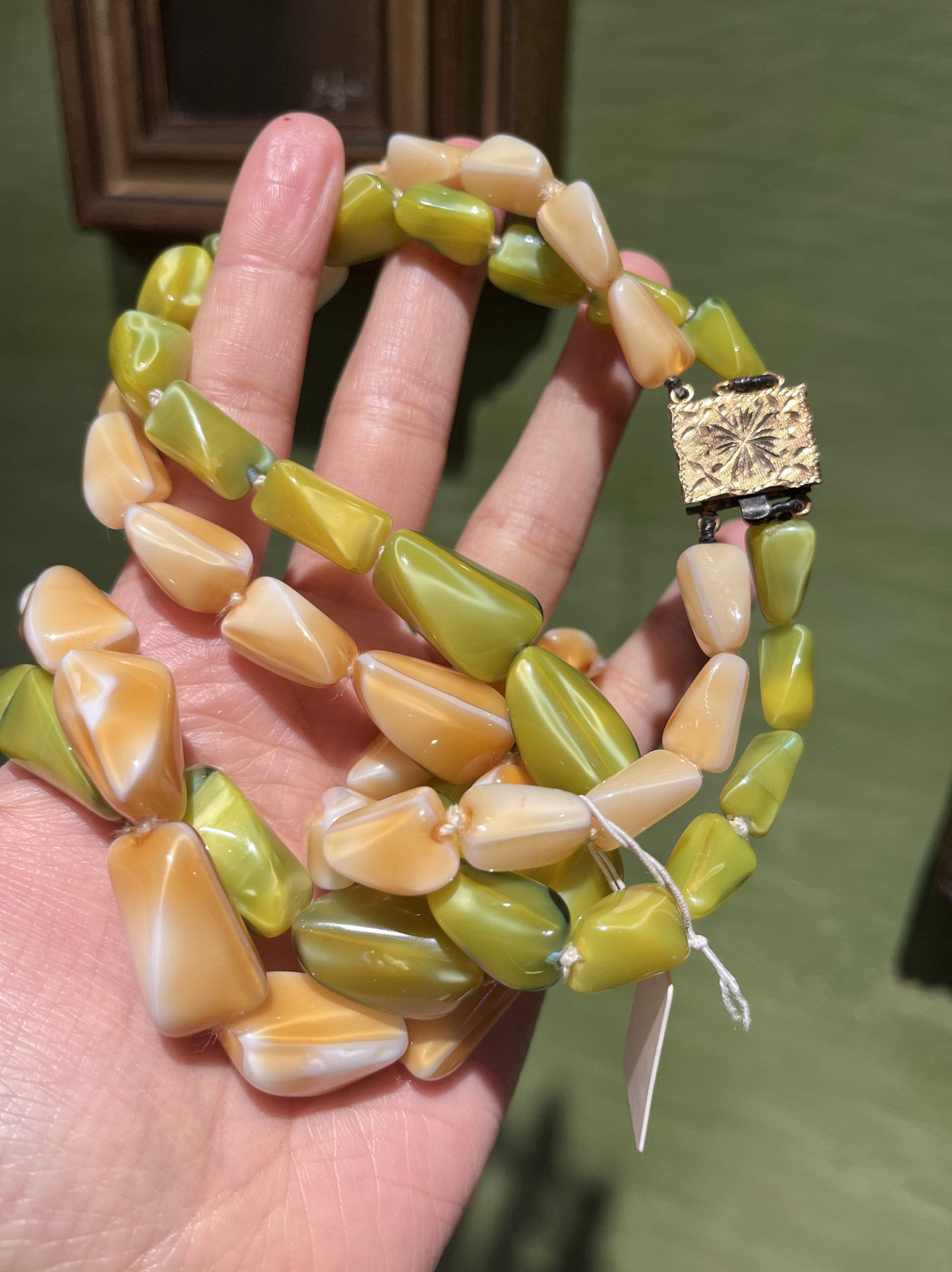 不退不换  银扣双层珠光搅胎琉璃项链  意大利