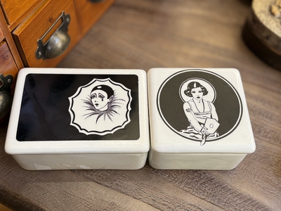 中古默认微瑕不退不换  波普风印刷陶瓷首饰盒 意大利