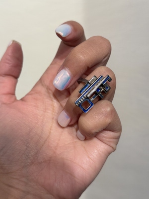 中古不完美不退不换  解构风格银戒指11.5码  意大利