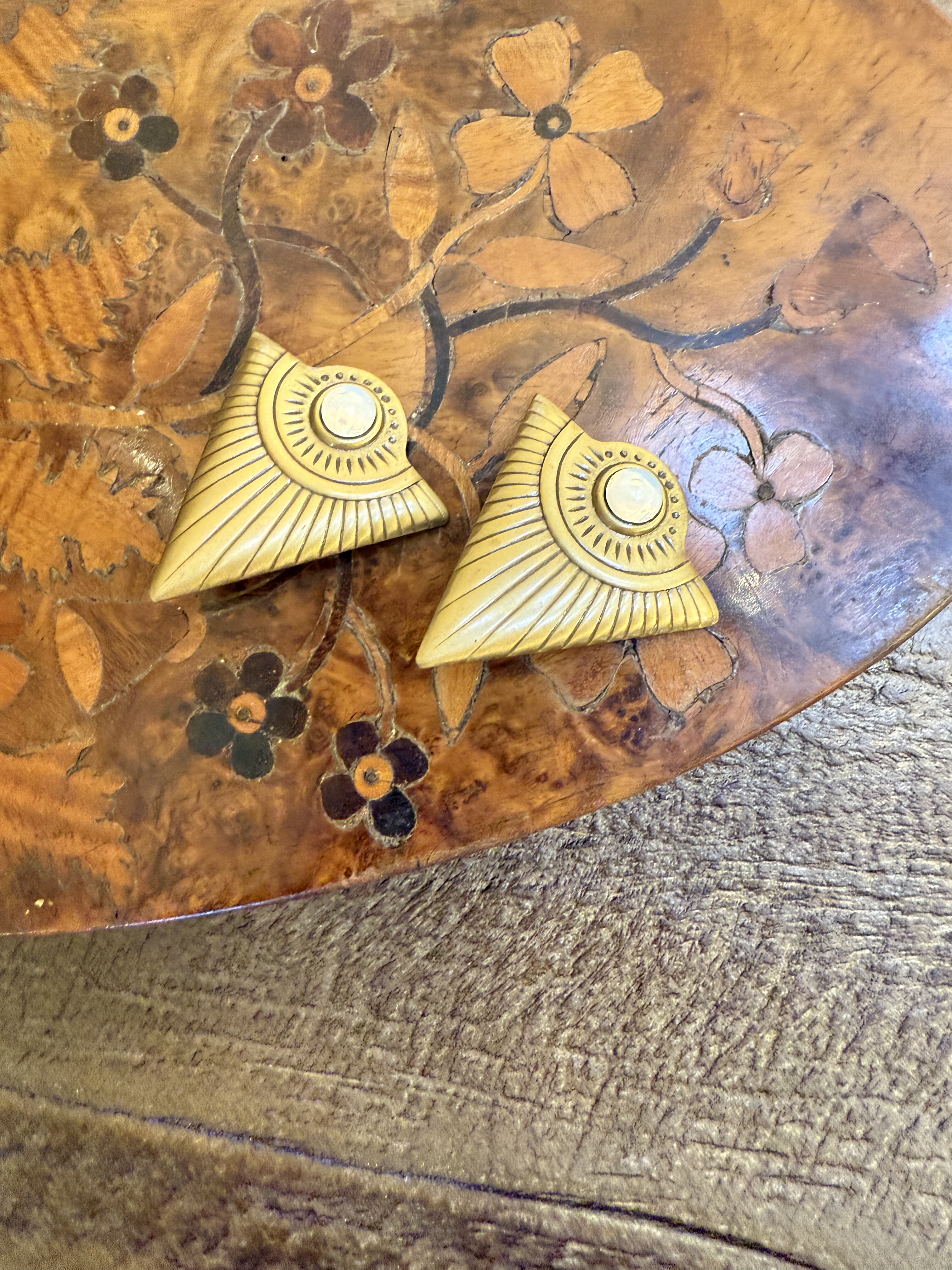 中古默认微瑕不退不换 德国老铜琉璃耳夹