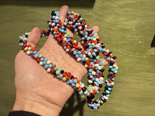 中古默认微瑕不退不换 彩色球球琉璃项链编织琉璃围巾项链 意大利