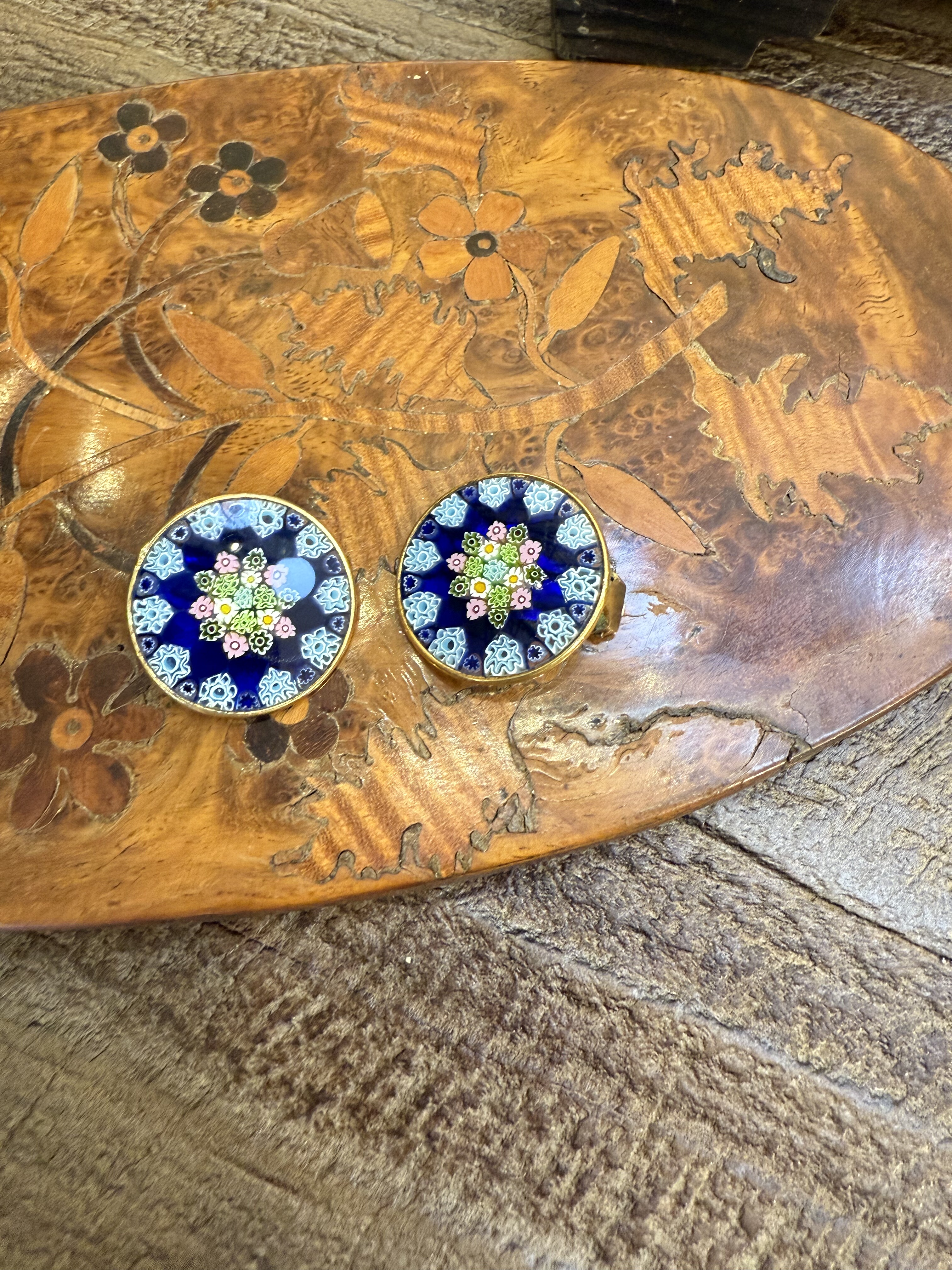 中古默认微瑕不退不换 千花琉璃银耳夹 意大利