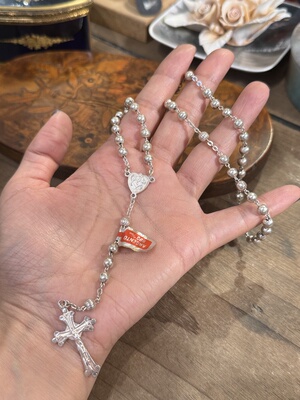 中古默认微瑕不退不换  保存品珠珠银项链 意大利