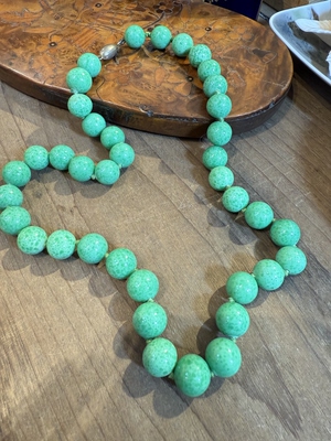 中古默认微瑕不退不换  纯色绿色琉璃项链  意大利