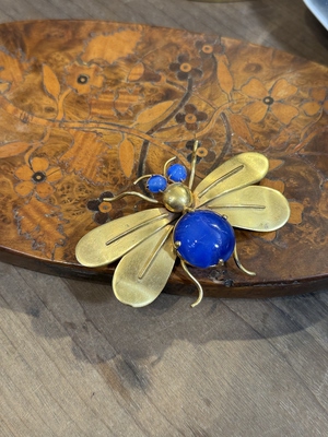 中古默认微瑕不退不换  小蜜蜂琉璃铜胸针 意大利