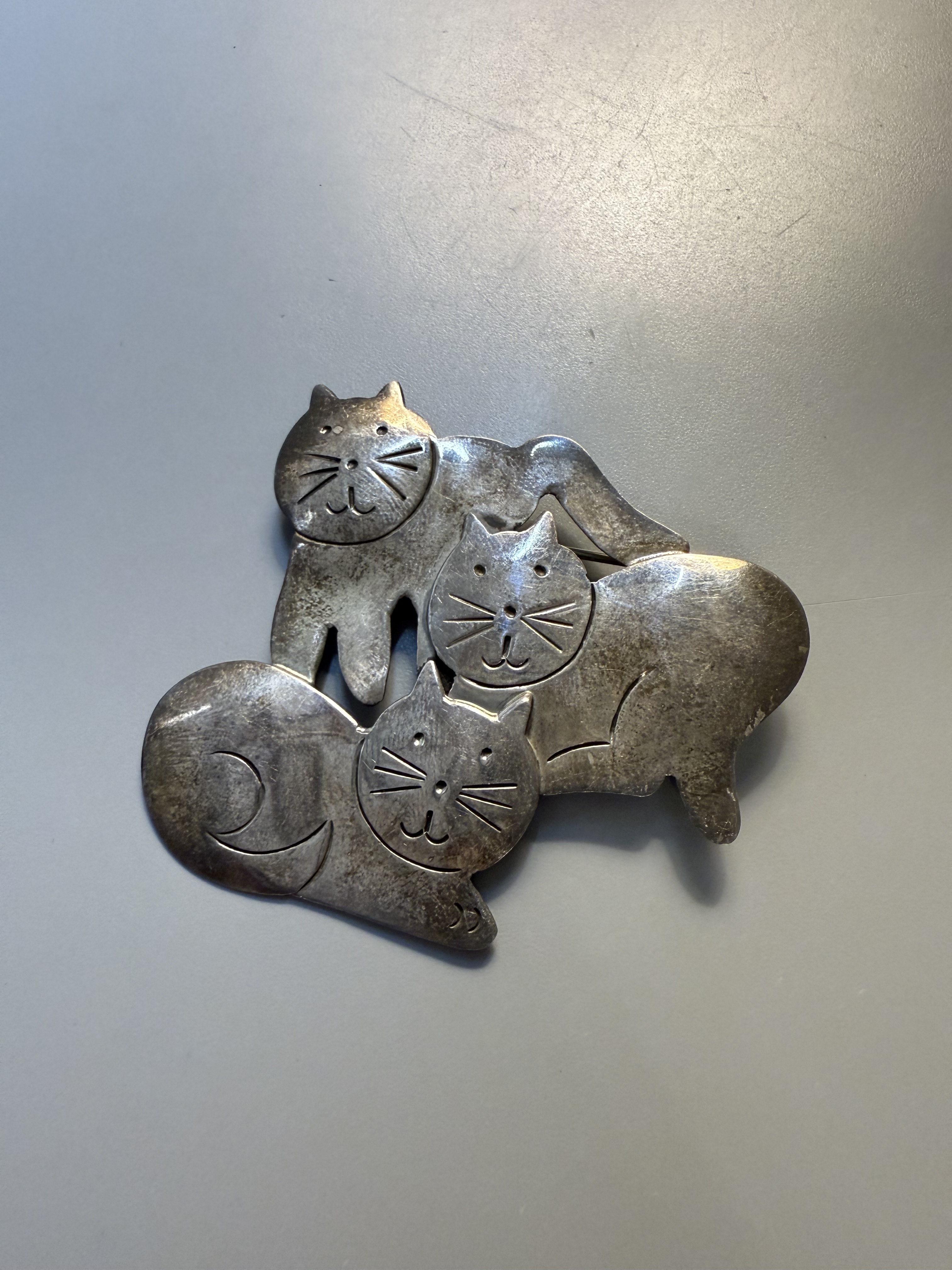中古默认微瑕  墨西哥猫猫银胸针 在途一个月