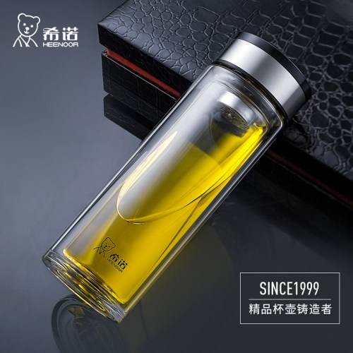 双层便携加厚隔热透明泡茶杯