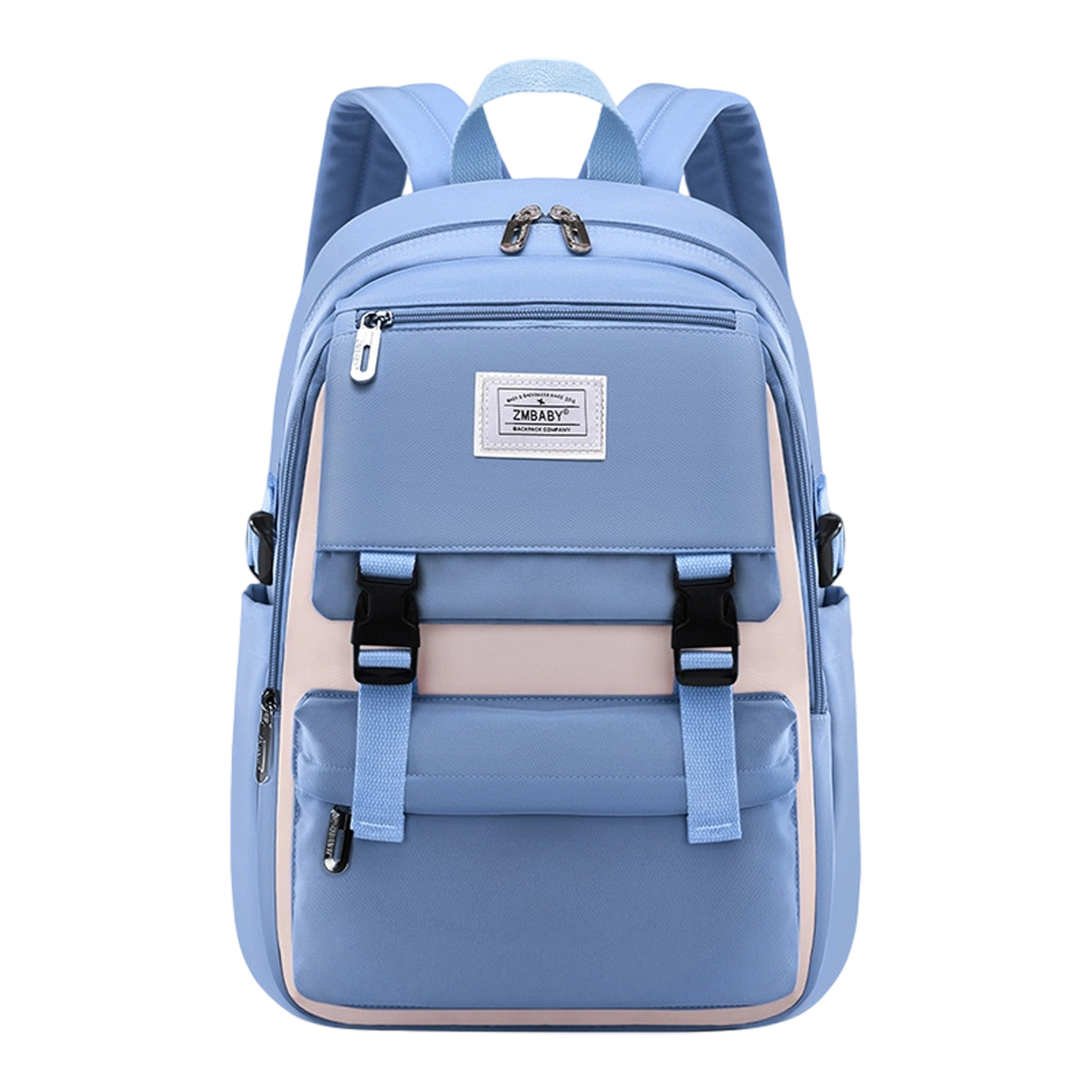 芝麻宝贝 初中女生书包 蓝色 轻便减负大容量少女休闲双肩包初中