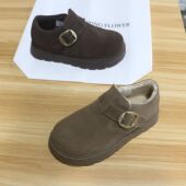 2025冬真皮加绒勃肯鞋 软底保暖乐福鞋 棉鞋 诗路花语女鞋 女221 573