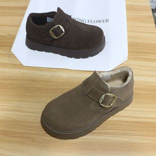 女221 诗路花语女鞋 棉鞋 软底保暖乐福鞋 573 2025冬真皮加绒勃肯鞋
