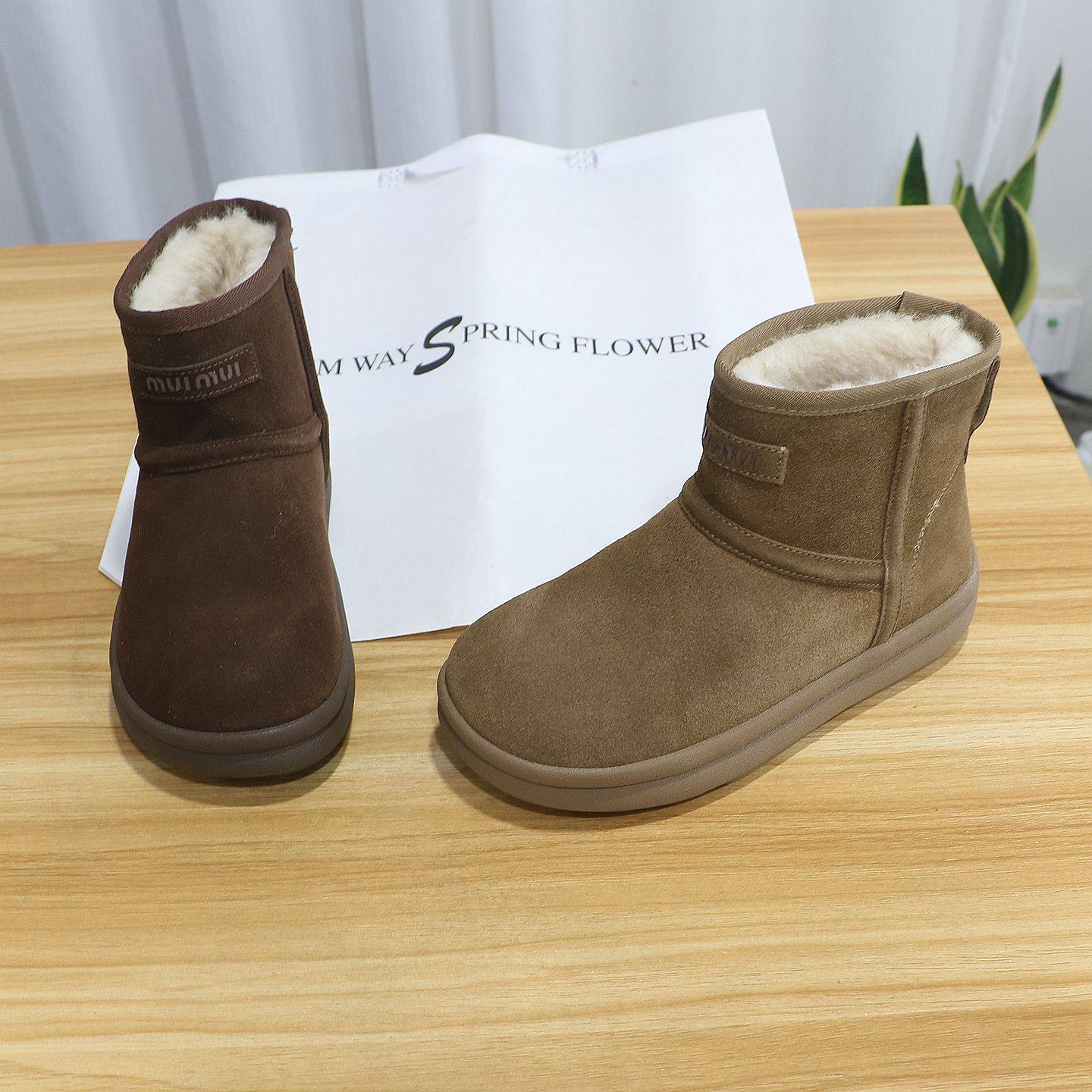 诗路花语雪地靴女2025冬季真皮软底加绒加厚保暖短筒棉靴600-926,女鞋,时尚雪地靴,淘宝优惠券,粉丝福利购,淘宝优惠卷